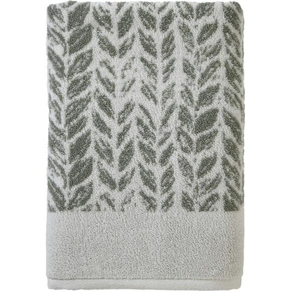 Turkish cotton bath towel sage 28x54 soft absorbent distressed leaf bathroom tow